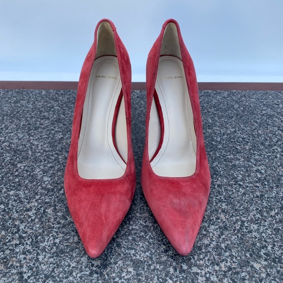 Anine Bing red suede high heel shoes size 37 - Picture 2 of 13